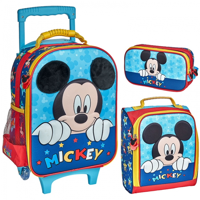 Mochilas Mickey con ruedas - Set de 3 piezas - Mochilas Escolares